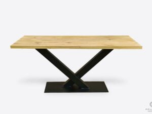 Design Tisch mit Eichentischplatte mit Metallgestell ins Wohnzimmer VENTO