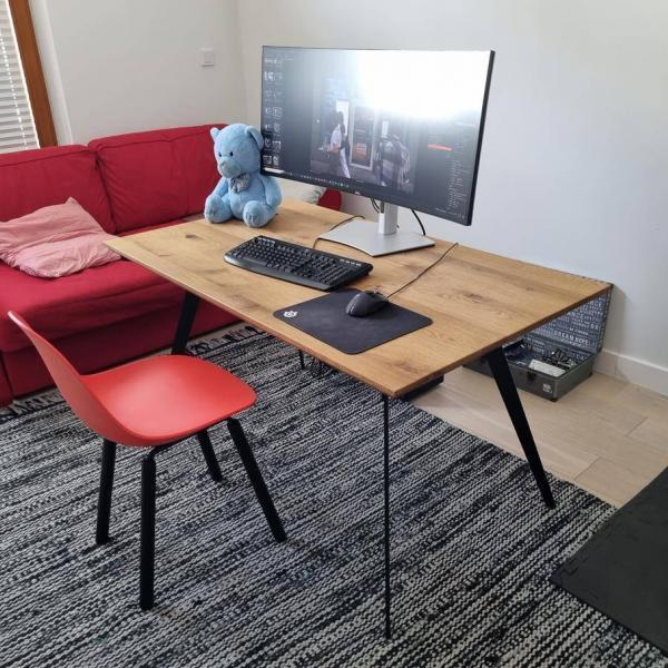 Biurko z dębowym blatem metalowymi nogami proste dębowe biurko loftowe stół VITA