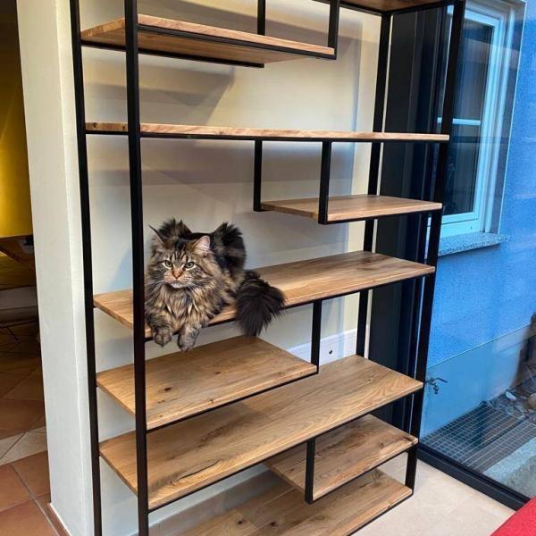 Dębowy regał loft na zamówienie metalowy regał na książki z drewna i metalu w stylu industrialnym loft