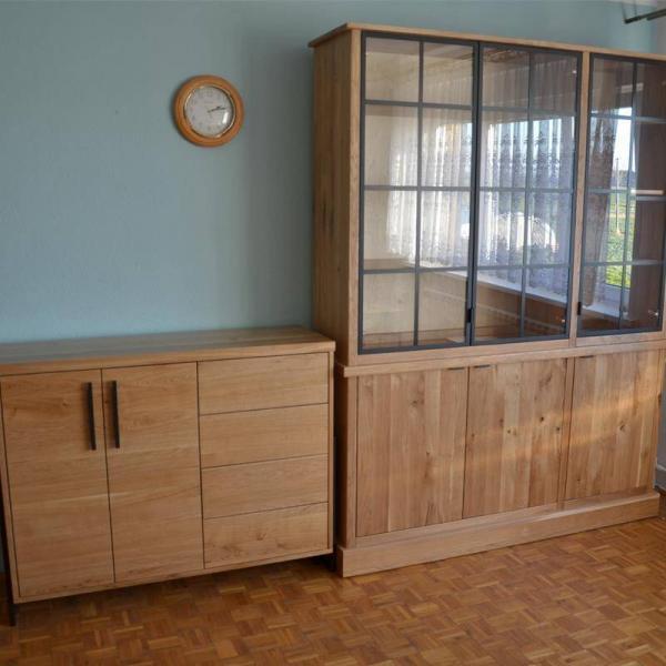 Dębowa komoda kredens z litego drewna do jadalni na zamówienie RaWood