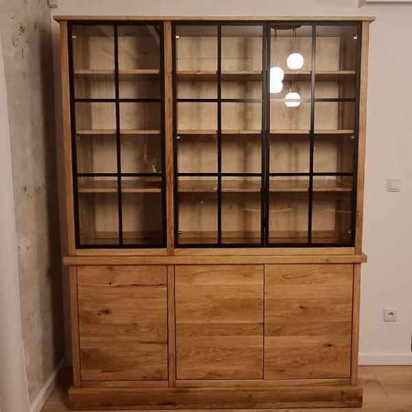 Nowoczesny stylowy kredens dębowy z litego drewna do salonu MARINO