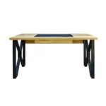 Biurko industrialne loft z szufladą i skórzanym blatem do gabinetu GORAN I