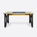 Biurko industrialne loft z szufladą i skórzanym blatem do gabinetu GORAN I