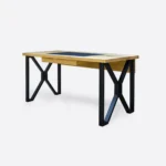 Biurko industrialne loft z szufladą i skórzanym blatem do gabinetu GORAN I