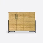 Komoda z dębowego drewna w jodełkę do salonu CARIN