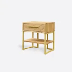 Nachttisch aus Holz mit Fischgrätenmuster auf Metallbeinen für das Schlafzimmer CARIN