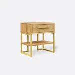 Nachttisch aus Holz mit Fischgrätenmuster auf Metallbeinen für das Schlafzimmer CARIN