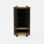 Moderne Eichenholzvitrine mit Regalböden und Glastüren DELIO II