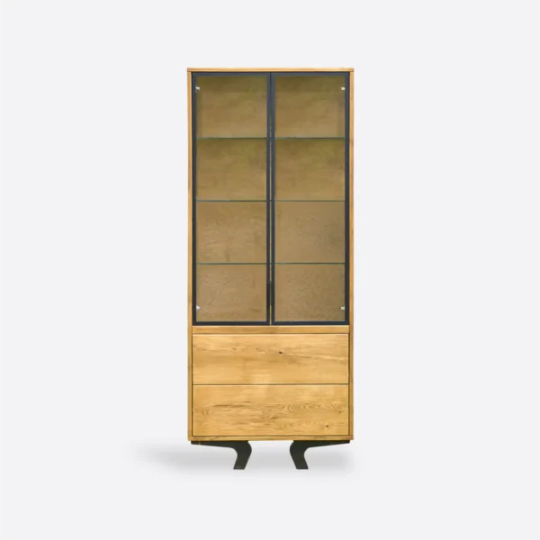 Designerska witryna dębowa z litego drewna do salonu VITA