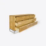 Eichenkommode mit Schubladen auf metallischem Gestell MERIS III