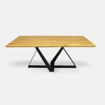 Stół dębowy na metalowej podstawie do jadalni salonu BORNEO