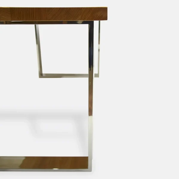 Eichenholztisch mit Beinen aus poliertem rostfreiem Edelstahl INOX SILVERADO