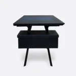 Designer-Schreibtisch mit einer Schublade und einer Ledereinlage, schwarz lackiert VITA 4