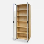 DELIO Eiche verglaste Vitrinensäule für das Wohnzimmer