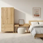 dębowa szafa AXEL z frezowanym frontem i toaletka AXEL(1)