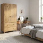 dębowa szafa AXEL z frezowanym frontem i toaletka AXEL(1)