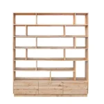 Bücherregal aus Eiche mit Schubladen und Holzsockel VITA II (2)