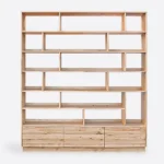 Bücherregal aus Eiche mit Schubladen und Holzsockel VITA II (7)