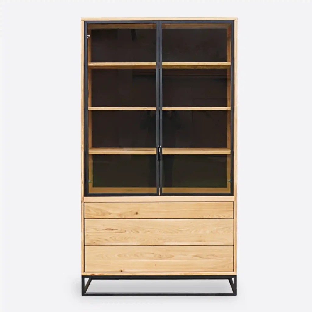 Eichenvitrine mit 3 Schubladen MERIS IV (2)